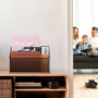 Relaxdays Porte-Documents, 3 Compartiments, métal & Bambou, Rangement pour Lettres, HxLxP: 20x29x14 cm, Nature - Noir