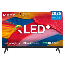 Metz QLED TV 32 Pouces (80 cm) Smart LED Television Google Tele HDR 10 Dolby Audio Bluetooth 5,1 EyeCare Tuner DVB-T/-T2/-C/-S/-