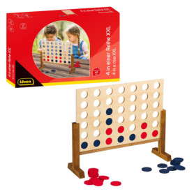Idena 40378 - Jeu en Bois 4 en Une Ligne XXL, 21 pions Bleus et 21 pions Rouges, Dimensions 45 x 56 x 17 cm, pour Adultes et Enf