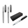 Pierre Cardin Set D'Écriture Christophe Stylo Roller Stylo Et Stylo-Plume Chrome-Noir Avec Laser Gravure Gravé Pour Anniversaire