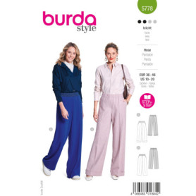 burda style Patron Femme Pantalon à jambes larges Taille EUR 36-46