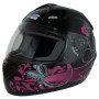 protectWEAR - Casque de Moto Noir Brillant Fleurs Design VS-801-SL - M