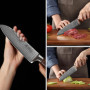 Wakoli Edib Set de 2 Couteaux Santoku en Damas I Lames en acier damassé à 67 couches avec noyau VG10 et manches en bois de pakka