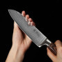 Wakoli Edib Set de 2 Couteaux Santoku en Damas I Lames en acier damassé à 67 couches avec noyau VG10 et manches en bois de pakka