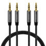 deleyCON 2x 1m Nylon Câble Jack Audio 3,5mm Stéréo AUX Câble en Nylon Prise Métallique Téléphone Portable Smartphone Tablette Ec
