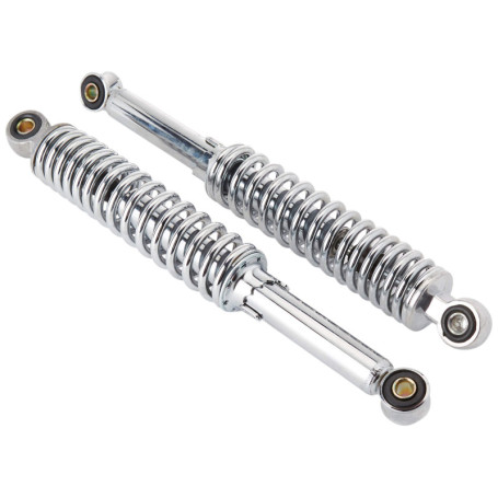Jeu d'amortisseurs universels chromés 340 mm – Mokick, cyclomoteur