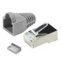 odedo Lot de 20 fiches RJ45 CAT 6 / CAT 5e gris en métal blindé avec aide à l'enfilage et protection anti-torsion - Connecteur à