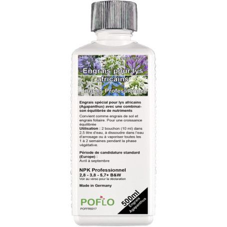 POFLO Engrais liquide professionnel NPK pour lys africains (Bot. Agapanthus) (500 ml)