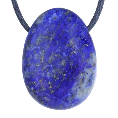 Lebensquelle Plus Pendentif en forme de goutte en lapis-lazuli - En forme de goutte percée - Avec cordon en coton - Pendentif en