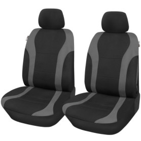 upgrade4cars Housses de Siège de Voiture Avant Universelle Noir Gris | Housse de Sieges Auto Universel pour Conducteur et Passag