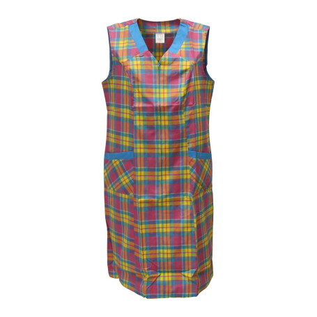 Blouse à fermeture éclair pour femme - Tablier sans manches - Tablier de cuisine - Tablier de ménage - Blouse pour femme à carre