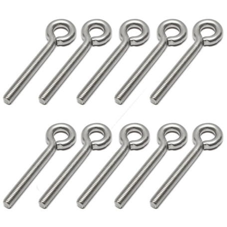 PRIOstahl Lot de 10 vis à œillets avec filetage métrique - M8 x 80 mm - Œillets filetés - Vis à crochet - Vis à anneau - Crochet