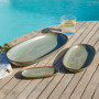 LOBERON Lot de 3 plateaux de service Biarré, turquoise/marron