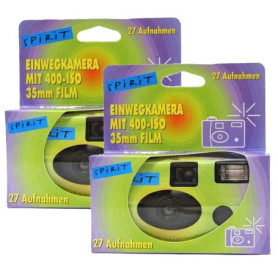 Lot de 2 appareils photo jetables 1 A PHOTO PORST Edition Spirit en vert, multicolore, avec flash, piles et film (lot de 2, 27 p