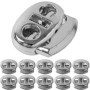 Bouchons de cordon, 2 trous, 10 pièces, en métal, en argent, pour des cordons jusqu'à Ø 4 mm, pince à ruban pour veste, vêtement