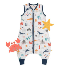 Slumbersac gigoteuse à pieds été pour enfant 0.5 Tog 90 cm en mousseline de bambou, douce et légère, Animaux marins | Turbulette