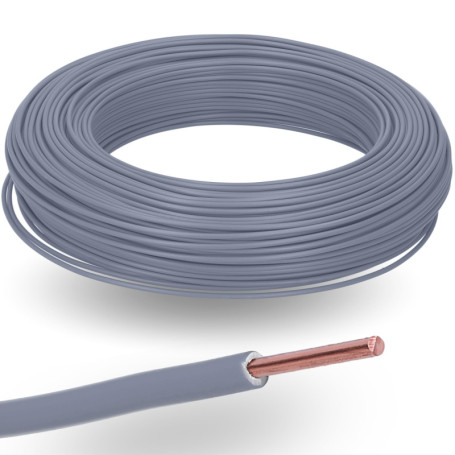 Kalitec H07V-U 1 x 1,5 mm² Gris I Fil simple en PVC ignifuge 1,5 mm² Toron rigide en cuivre I 450/750 V I Câble de câblage monof