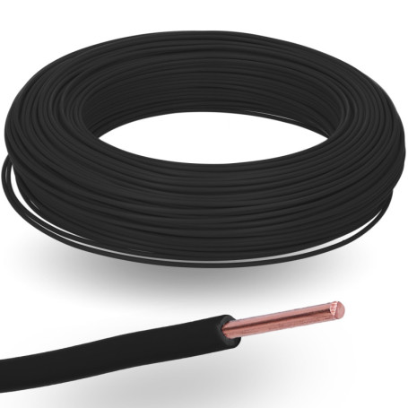 Kalitec H07V-U 1 x 2,5 mm² noir I Fil simple en PVC ignifuge 2,5 mm² toron rigide en cuivre I 450/750 V I Câble de câblage monof