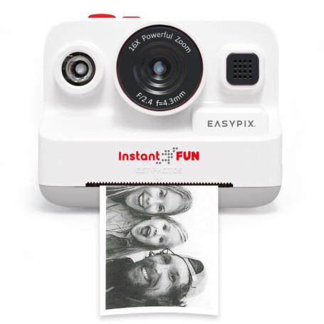 Easypix InstantFUN Appareil Photo instantané, Plaisir créatif pour Adultes et Enfants, Impression Thermique en Noir et Blanc, Pa
