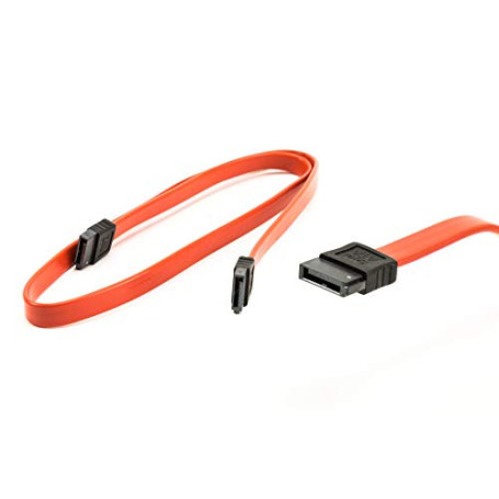 PC24 Shop & Service 2X Càble SATA 55cm Rouge | Droit | Compatible jusqu'à S-ATA/600 | Serial ATA | 1,5GBs/3GBs/6GBs (rétrocompat