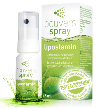 Ocuvers Lipostamin Spray pour les yeux – avec Euphrasia – 15 ml, spray pour les yeux contre les yeux rouges, adapté également en