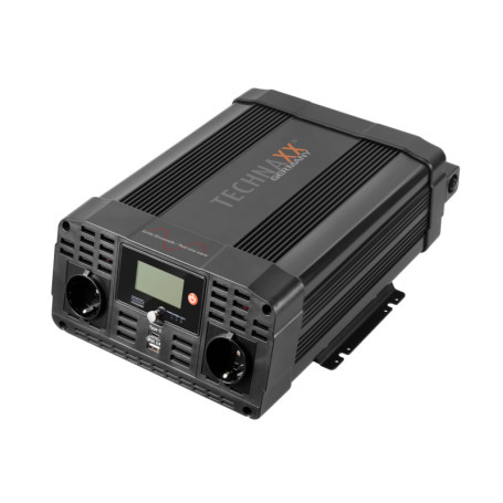 Technaxx Onduleur Voiture Pur Sinus 3000W – Convertisseur de Puissance 12V DC à 230V AC – 2X Prises 230V + USB-C & QC 3.0 – Écra