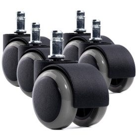 WINTEX Lot de 5 roulettes pour Fauteuil de Bureau - Dimension : 11 x 48 mm - roulettes pour siège de Bureau adapté aux sols Dur 