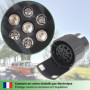 fouraces Adaptateur de remorque de 7 Broches vers 13 Broches - Noir - pour Voiture, remorque, Camion, Caravane, attelage