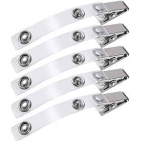 WEBBOMB® Lot de 5 clips de fixation pour porte-badges avec clip crocodile pivotant et flexible pour porte-badges et porte-badges