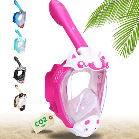 Khroom Masque de Plongée et de Snorkeling pour Enfants dès 3 Ans | Certifié sans Risque de CO2 par TÜV | Masque Intégral avec Tu