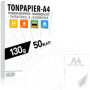 Papier de construction 50 BLANC 130g / m² - PAPIER PREMIUM blanc pur - blanc neige - A4-21 x 29,7 cm - papier d'impression blanc