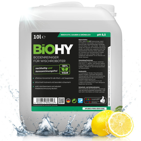 BiOHY Nettoyant de sol pour robot aspirateur laveur (Bidon de 10l) | concentré pour tous les robots d'essuyage et d'aspiration à