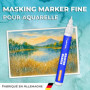 7 Artists Marqueur Aquarelle avec Gomme de Masquage 1-2 mm – Masking Pen avec Fluide de Masquage Aquarelle | Gomme Liquide pour 