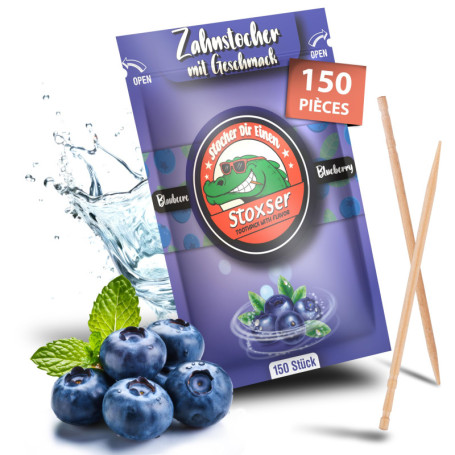 Stoxser Lot de 150 cure-dents aromatisés myrtille, goût révolution, cure-dents, sans chewing-gum, pour dentifrice, détartrant, f