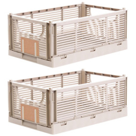 Brandsseller Boîte pliante S Lot de 2 Panier à Provisions stable Corbeille de Transport empilable Caisse de Rangement - Naturel