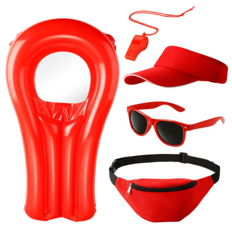 Ensemble de Lifeguard 5 en 1 – Costume de sauveteur avec bouée, bouée de sauvetage et accessoires pour carnaval et carnaval, ins