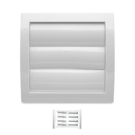 H&C VENT Grille Aeration 190x190mm avec clapet et Moustiquaire │ Anti retour Lamelles Mobiles│ Evacuation Cache Tuyau Ventilateu