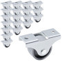 SKIR'CO Lot de 20 petites roulettes de 25 mm pour meubles - En plastique gris - Non pivotantes - Roulettes fixes - Direction uni