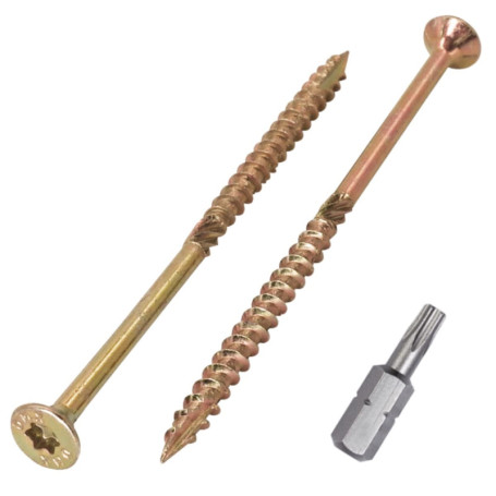 SKIR'CO Lot de 40 vis à bois universelles en acier zingué 4,0 x 80 mm Tête fraisée Torx Type 17 Vis à aggloméré