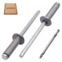SKIR'CO Lot de 80 rivets aveugles peints, 4,0 x 14 mm, rivets pop en aluminium, foret inclus (gris aluminium RAL 9007)