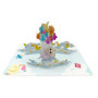 Carte de baptême pop-up 3D pour fille, 15 x 20 cm, avec ballons et motifs de jouets, multicolore