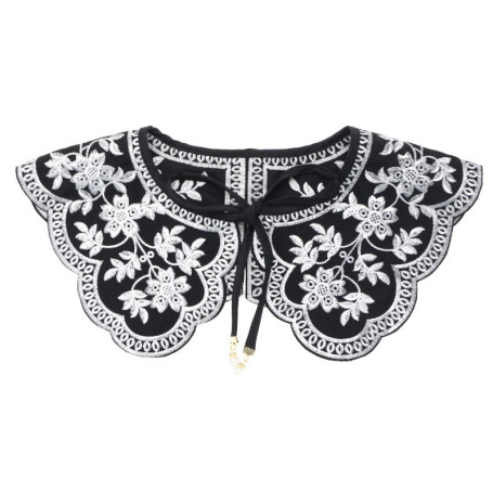 YINETTECH Faux Col Femme Colliers Détachable Broderie Fleur Rétro Large Revers Faux Col Châle Imprimé Fleuri Col Décoration pour