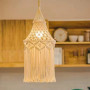 Tiamu Macramé Abat-Jour Plafond Boho, Tapisserie Tissée, Lanterne Suspendue Pendentif Lumière pour Chambre, Café, Salon ou Chamb