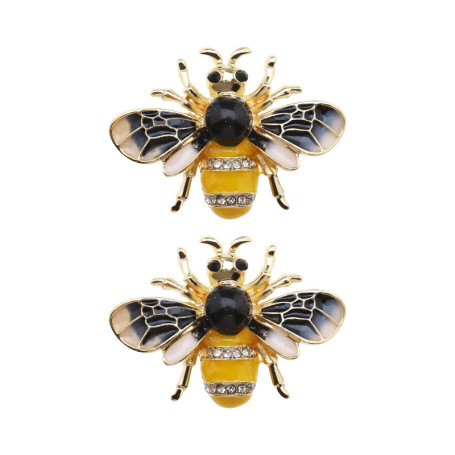 Lot de 2 broches abeille avec strass en alliage Belle broche Accessoires décoratifs pour vêtements Pull Veste Ornement pour Femm