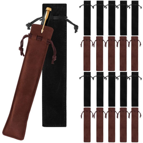 Iegefirm 100 Pièces de Pochettes à Stylos en Velours avec Cordon de Serrage, Porte-Stylos, à Crayons Simples 1,4 X 6,9 Pouces
