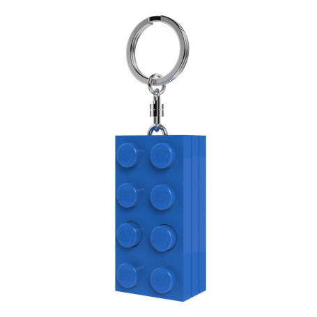 Lego Porte-clés Brick 2 x 4 avec lampe de poche LED – Environ 7,6 cm de grand bloc de construction bleu (KE234HB) – Cadeau pour 