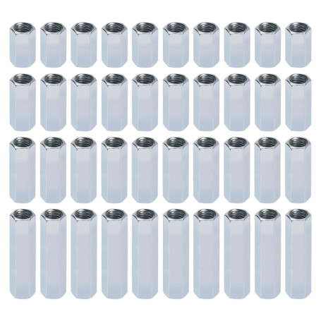 ECSiNG 40pcs Écrou Hexagonal à Tige Longue M8 Écrous Longs M8 Écrous Hexagonaux Écrou à Tige en Acier au Charbon Écrou Hexagonal