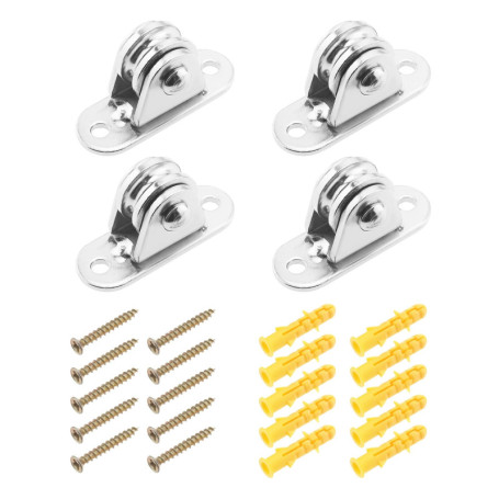 LT Easiyl 4 Pièces Poulies en Métal Bloc Diamètre 25mm avec Poulies à Roulement à Billes Poulie Directionnelle à Angle réglable 