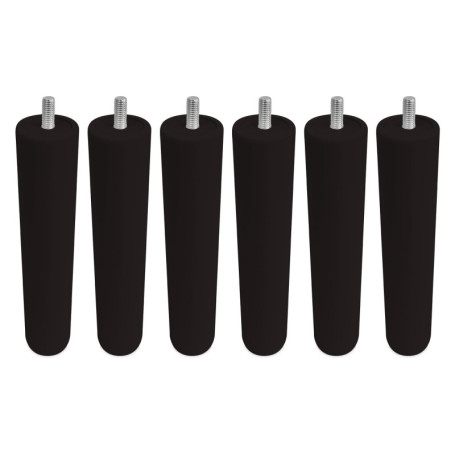 Homey Lot de 6 Pieds en Bois pour Base tapissée, cylindriques avec Filetage M10, Hauteur 25 cm, Couleur wengé