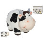 Tirelire décorative en céramique en forme de vache, blanc et noir, 10 x 15 x 12 cm